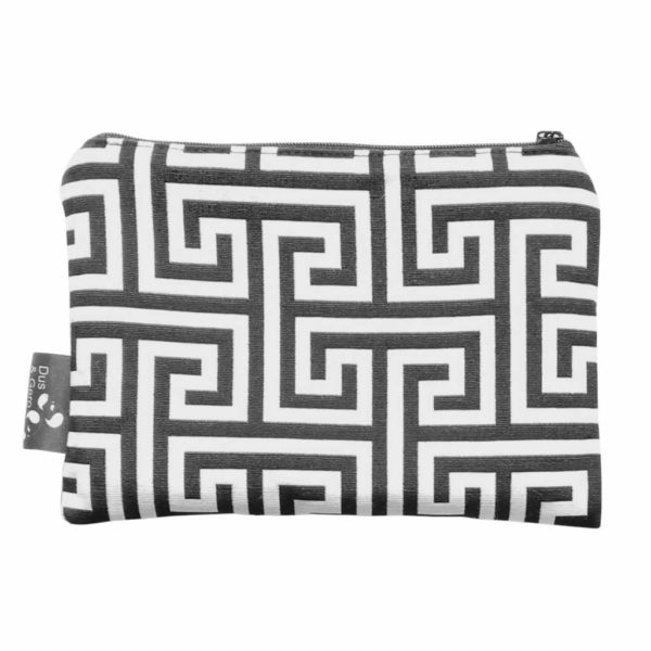 pochette sac motif grec noir et blanc vegan fait main en france dus and gero