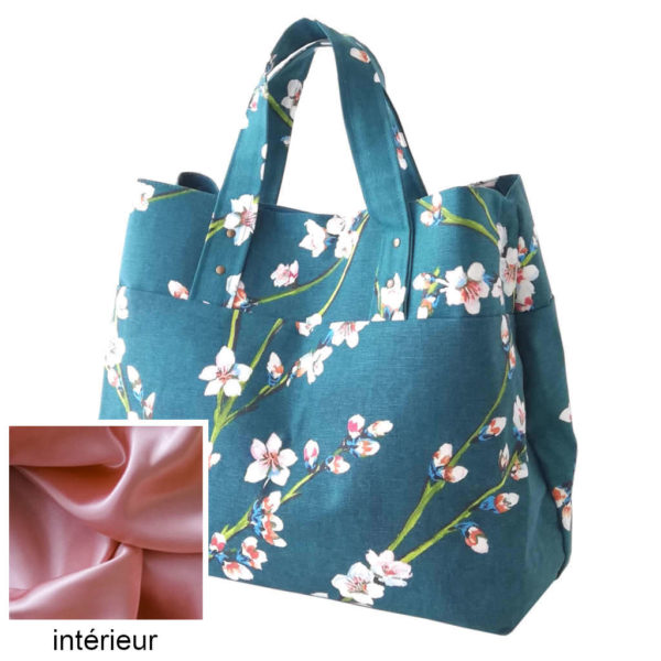 sac a main min tote bag toile coton fleurs amandier dus and gero marque francaise vegan artisanat made in france