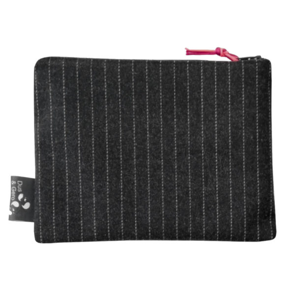 pochette de sac dus and gero vegan made in france edition limitee flanelle anthracite gris noir rayures creation francaise