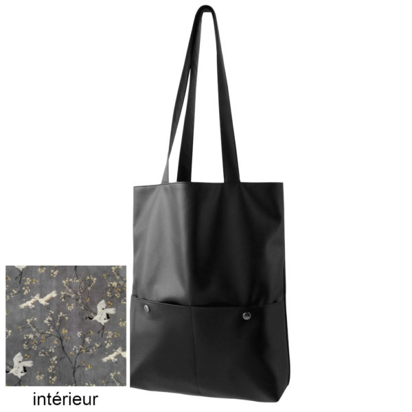tote bag simili cuir noir noir shopping bag sac de cours vegan dus and gero made in france creation francaise designer francais