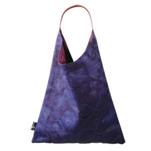 tote bag sac triangle denim jeans broderie bleu et violet dus and gero vegan fait main france createur designer
