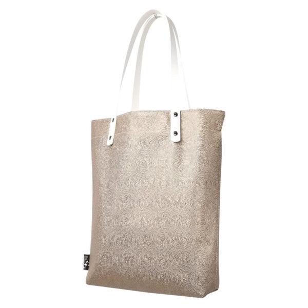 tote bag sac cabas rigide simili cuir galuchat poisson or vegan made in france dus and gero dore artisan francais creation