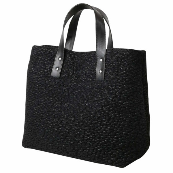 mini tote bag sac a main simili cuir vegan noir tissu haute couture marque maroquinerie artisanale france dus and gero