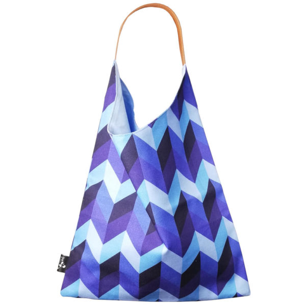 cabas sac de plage sac triangle tote bag shopping bag chevron bleu sixties anse cuir vegan marque maroquinerie france creatrice dusandgero