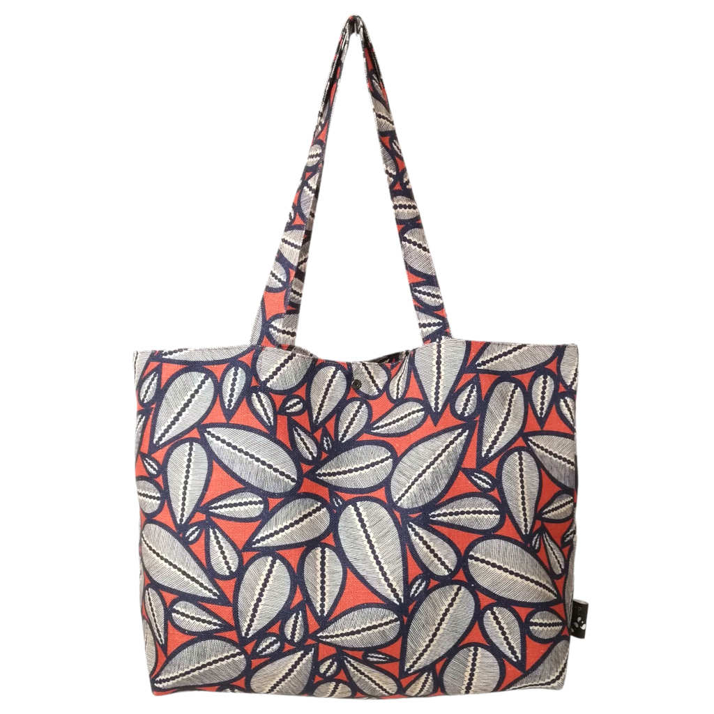 Sac Triangle Toile Ethnique feuilles Fond rouge