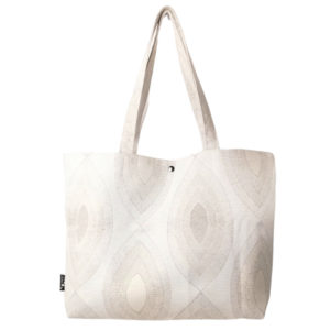 shopping bag sac cabas dus et gero vegan grosse toile beige ecru motif feuilles fait main artisanat createur francais