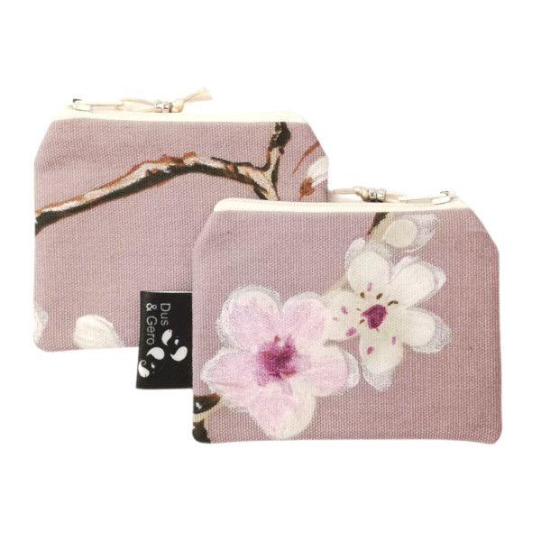 porte monaie mini pochette orchidee mauve blanc violet fait main made in france vegan artisan