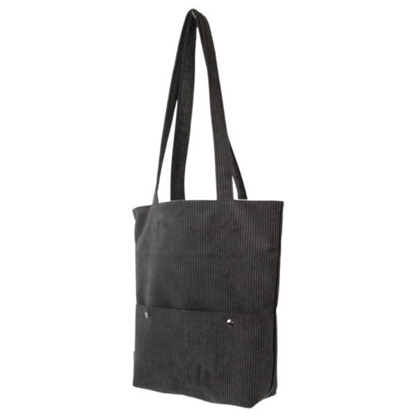 sac tote bag cabas cartable velours cotelé fait main en france artisan paris mode gris fonce anthracite charbon