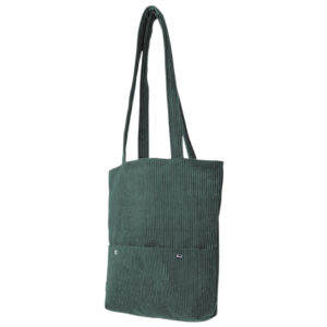 sac tote bag cabas cartable velours cotelé fait main en france artisan paris mode vert fonce sapin foret bouteille